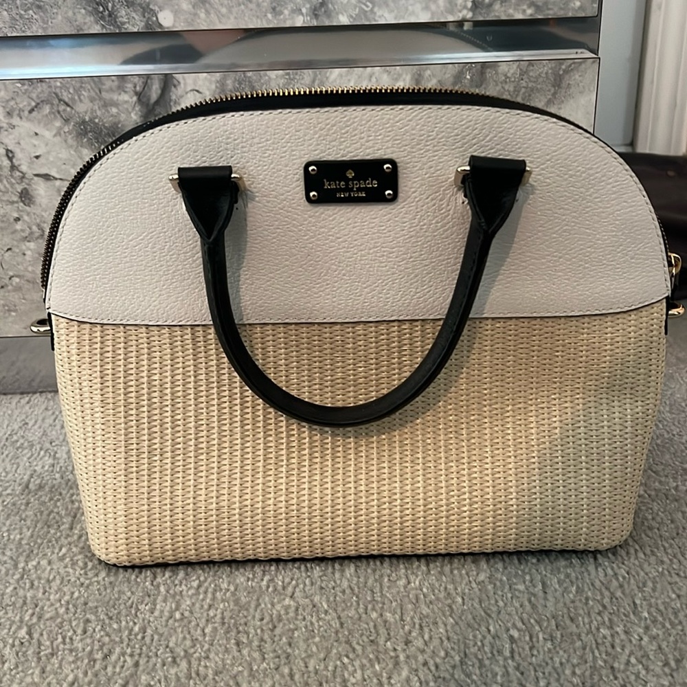 Kate Spade Cream and White Structured Shoulder Bag